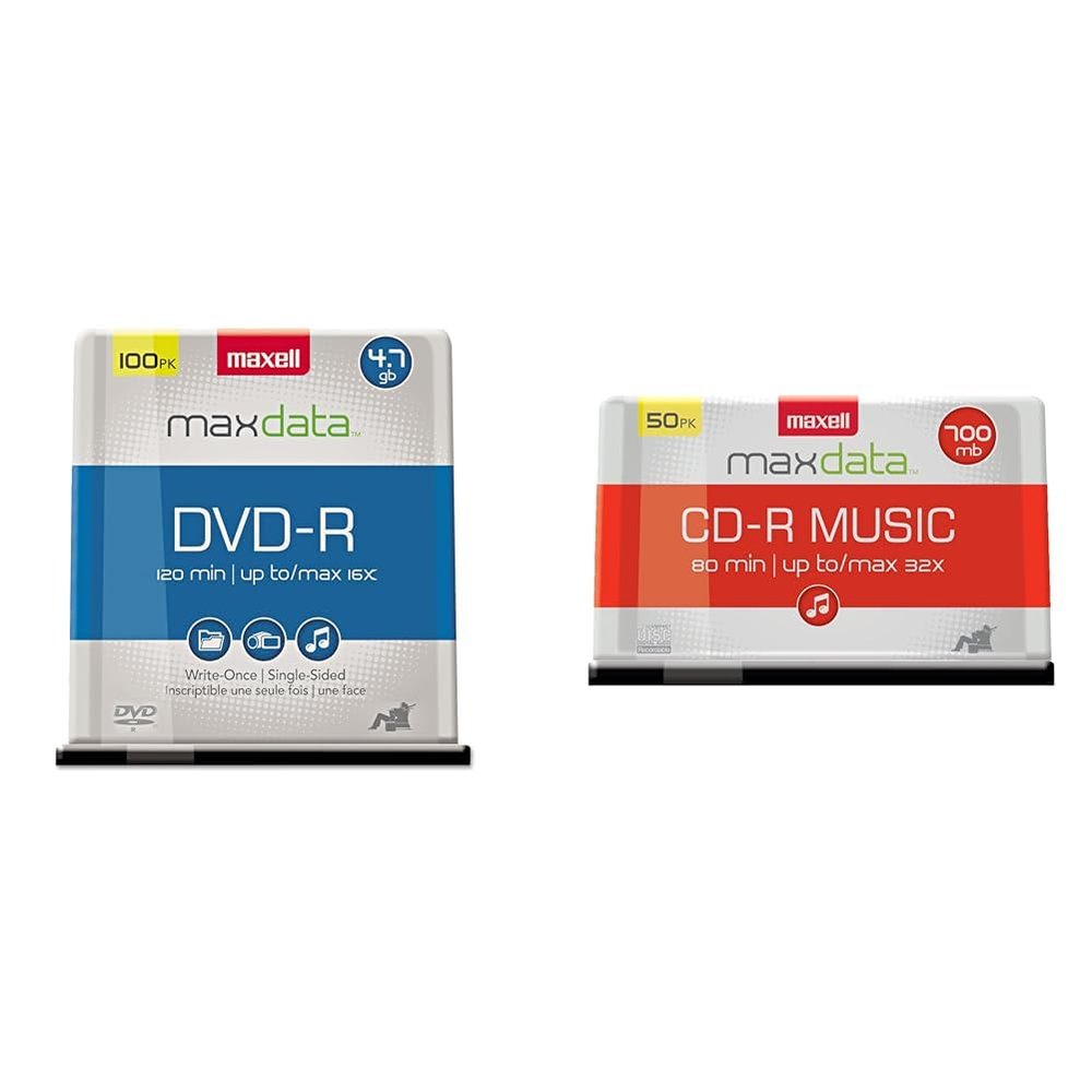 Maxell 100-Pack 16x 4.7GB DVD-R Discs and 50-Pack Audio CD-R Spindle