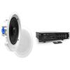 Pyle 6.5" 70v Ceiling Mount Speakers Pair with 500W Bluetooth Home PA Mixing Amplifier with USB/AUX/Mic Inputs view 1