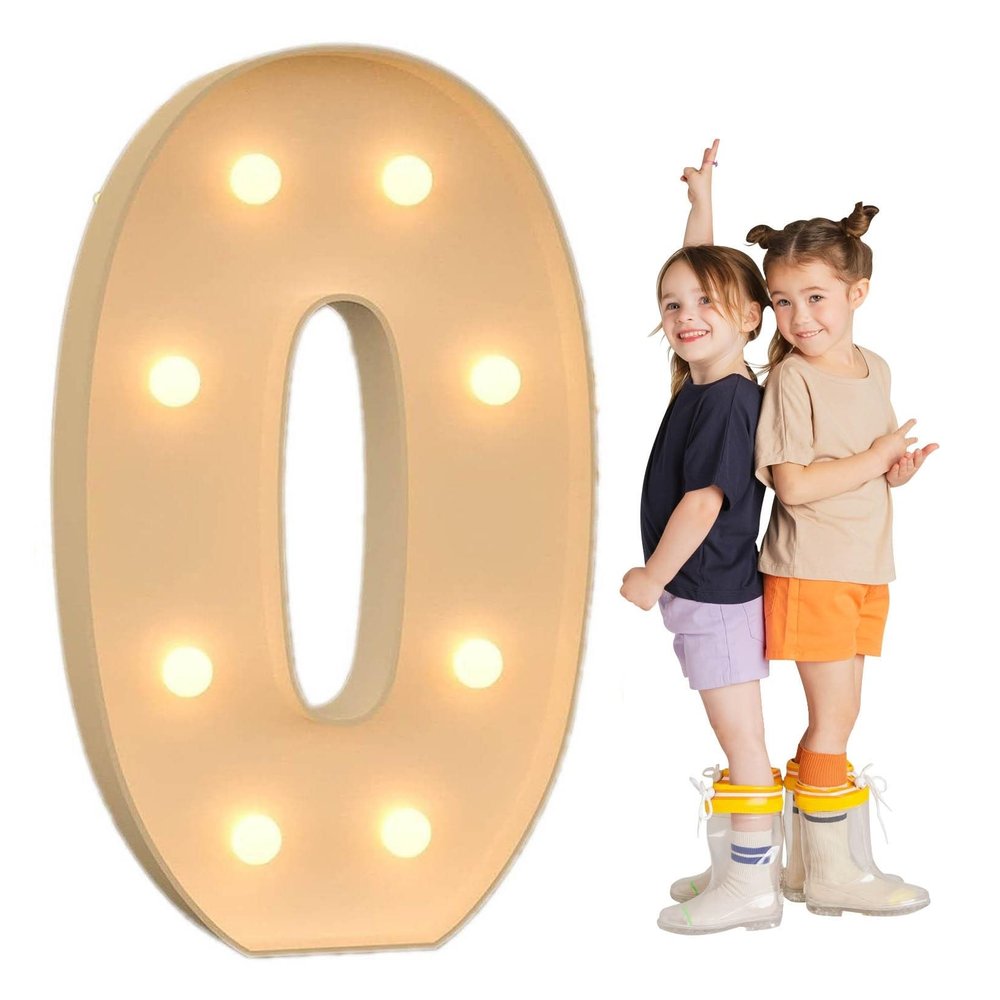 TQQEPOOL Light Up Letters Birthday Decoration,LED Letter Number Light Light Sign Decoration, Marquee Letters Number for Wedding Graduation Baby Shower(0,120cm)