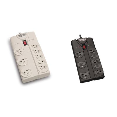 Tripp Lite 8 Outlet Surge Protector Power Strip with 8ft Cord, Right Angle Plug, Lifetime Insurance & $75K Insurance (TLP808, TLP808B)