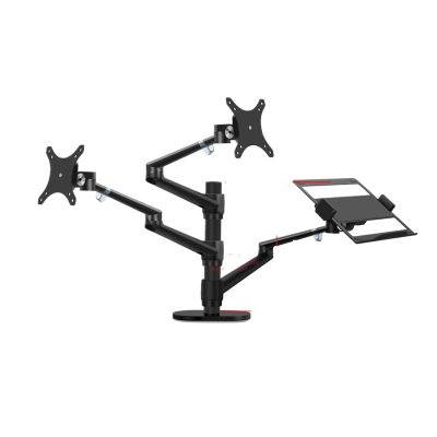 CUFTOBJM OL-30L Aluminum 3 Arm Stand for 10"-17" Laptop + 10"-32" Monitor PC Computer Desktop Stand 0-87mm Thick Table 0-8kg(Size:OL-30L)