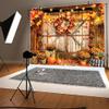 10 x 6.5 ft Fall Thanksgiving Backdrop Barn Door Photo Autumn Pumpkin Harvest Background Hay Maple Leaves Fall Harvest Thanksgiving Day Baby Shower Party Decor Photo Booth Props view 3