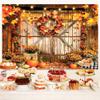 10 x 6.5 ft Fall Thanksgiving Backdrop Barn Door Photo Autumn Pumpkin Harvest Background Hay Maple Leaves Fall Harvest Thanksgiving Day Baby Shower Party Decor Photo Booth Props view 4