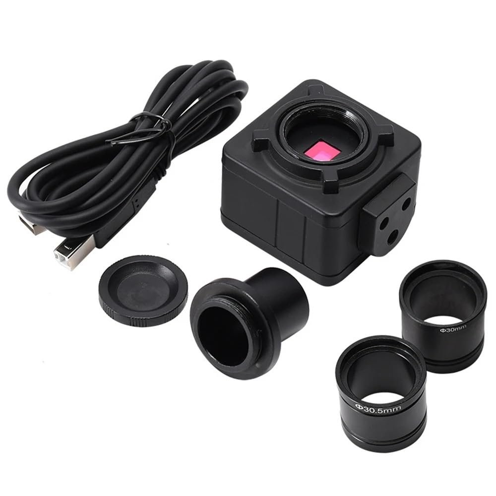 ZTBH Microscope Accessories Kit 5MP HD USB CMOS Electronic Digital Eyepiece Trinocular Stereo Microscope Industrial Camera+0.5X C-Mount Microscope Slides(Color:5mp-1x-30-30.5mm)