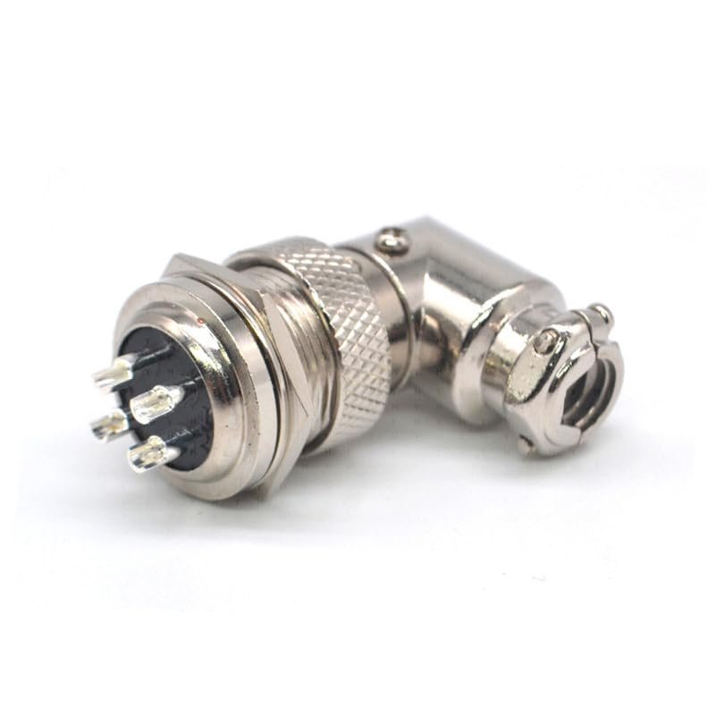 10Pcs GX16 4 Pin Metal Male Female Panel Connector, 16mm Panel Mount Right Angle Circular Metal Aviation Connector Adapter Plug Socket for Cable Power Connection (10Pcs)