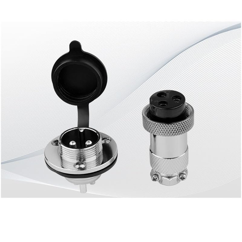 10pcs GX16 3 Pin Metal Straight Male Female Panel Connector, 16mm Panel Flange Mount Circular Metal Aviation Connector Adapter Plug Socket for Cable Power Connection (10pcs)