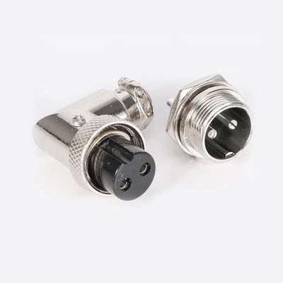 10Pcs GX16 2 Pin Metal Male Female Panel Connector, 16mm Panel Mount Right Angle Circular Metal Aviation Connector Adapter Plug Socket for Cable Power Connection (10PCS)