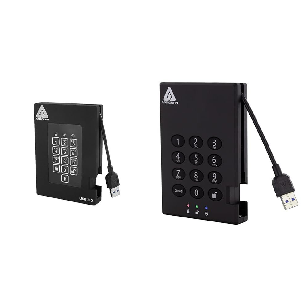 Apricorn 2TB Aegis Padlock USB 3.0 and Fortress FIPS 140-2 Encrypted Hard Drives with PIN Access