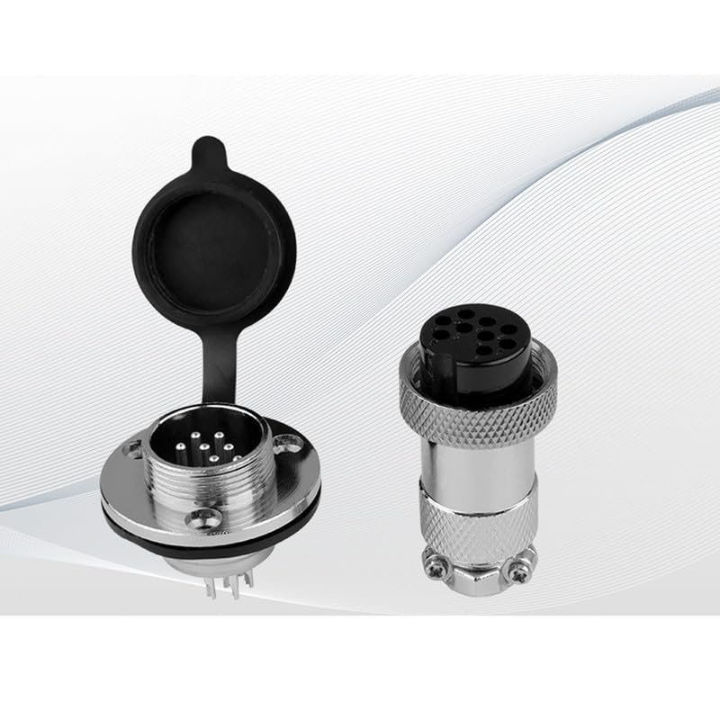 10pcs GX16 9 Pin Metal Straight Male Female Panel Connector, 16mm Panel Flange Mount Circular Metal Aviation Connector Adapter Plug Socket for Cable Power Connection (10pcs)