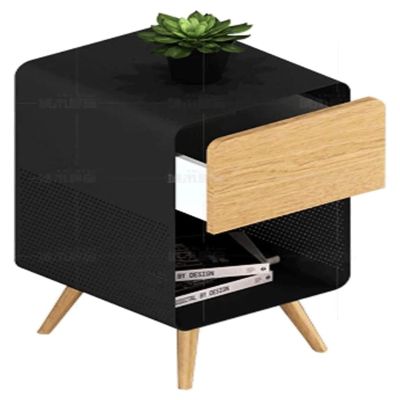 OXOAMP Bedside Tabl Small Solid Wood Bedside Table Nordic Minimalist Style Bedside Cabinet for Home Bedroom Living Room Bedside Dresser Living Room(Color:Black)