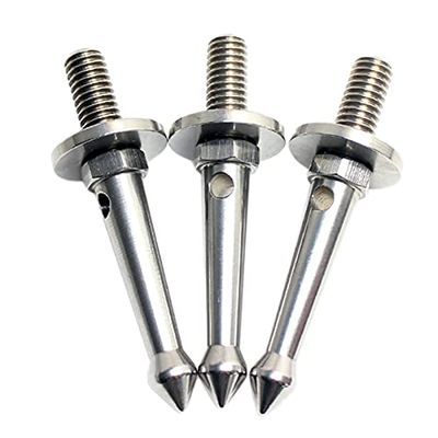 Pasuihcay 3Pcs Stainless 3/8 Inch Tripod Foot Spikes for Softer Looser Terrain Spikes for //Siri/, Etc.Tripod, silver