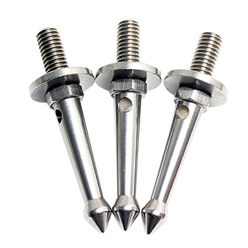 Pasuihcay 3Pcs Stainless 3/8 Inch Tripod Foot Spikes for Softer Looser Terrain Spikes for //Siri/, Etc.Tripod, silver