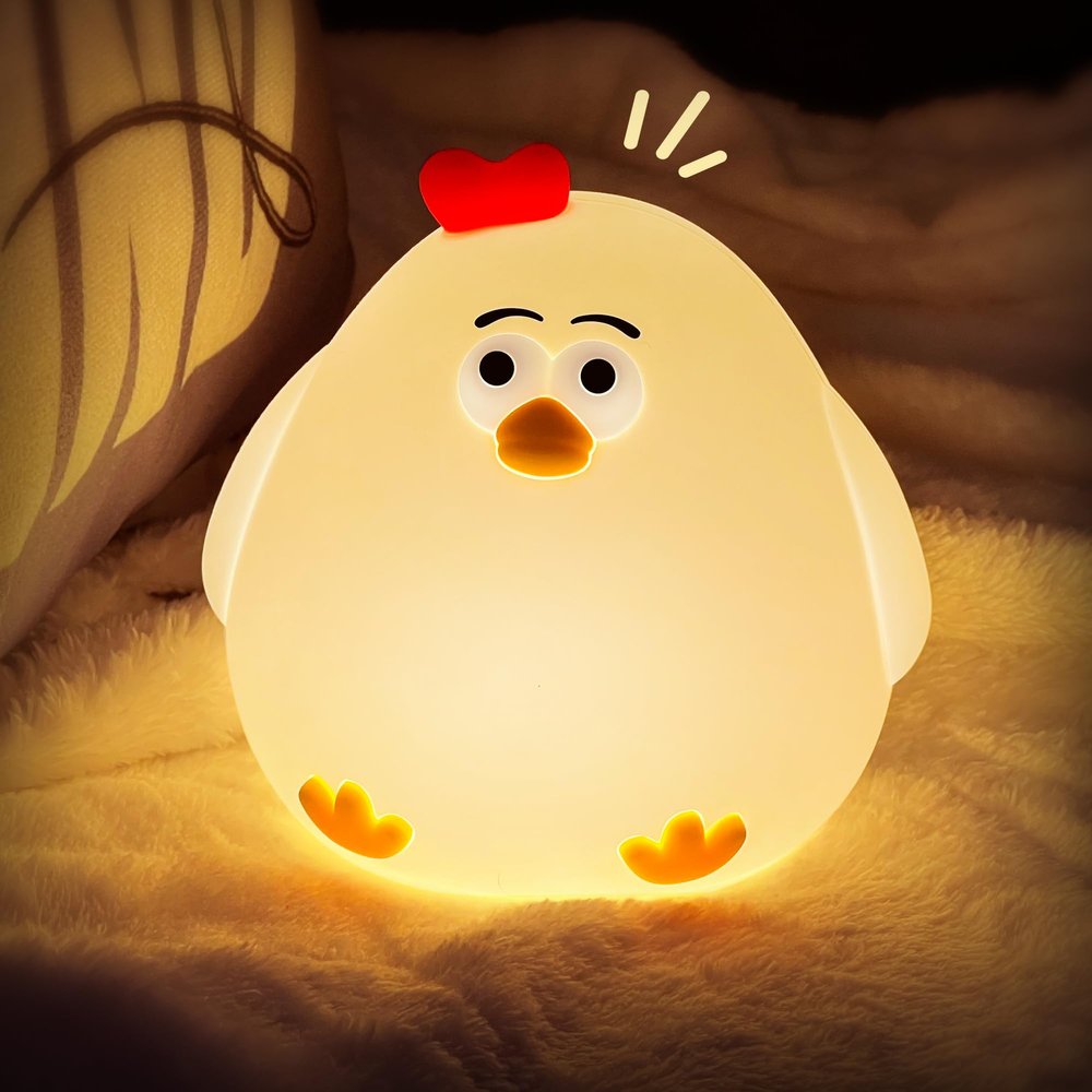 L LOHAS LED Night Light, Silicone Chick Cute Lamp,3 Level Dimmable,30 Minutes Timer Nightlight, Bedside Touch Night Light, Soft Lamp