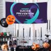 Jyyau Suicide Prevention Awareness Banner Decorations Backdrop Photography Background 71 * 35 Inches Yard Outdoor Welcome Poster Sign for Party Supplies Holiday, Black view 2