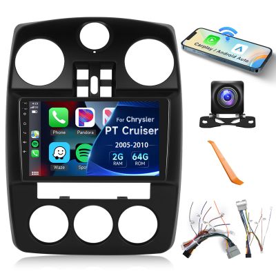2+64G- for Chrysler PT Cruiser 2005-2010 Car Radio with Wireless Carplay/Android Auto,Android Car Stereo 9 Inch Touch Screen GPS Navigation WiFi Bluetooth FM/RDS Mirror Link SWC Backup Camera