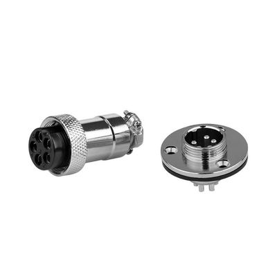 10pcs GX16 5 Pin Metal Straight Male Female Panel Connector, 16mm Panel Flange Mount Circular Metal Aviation Connector Adapter Plug Socket for Cable Power Connection (10pcs)