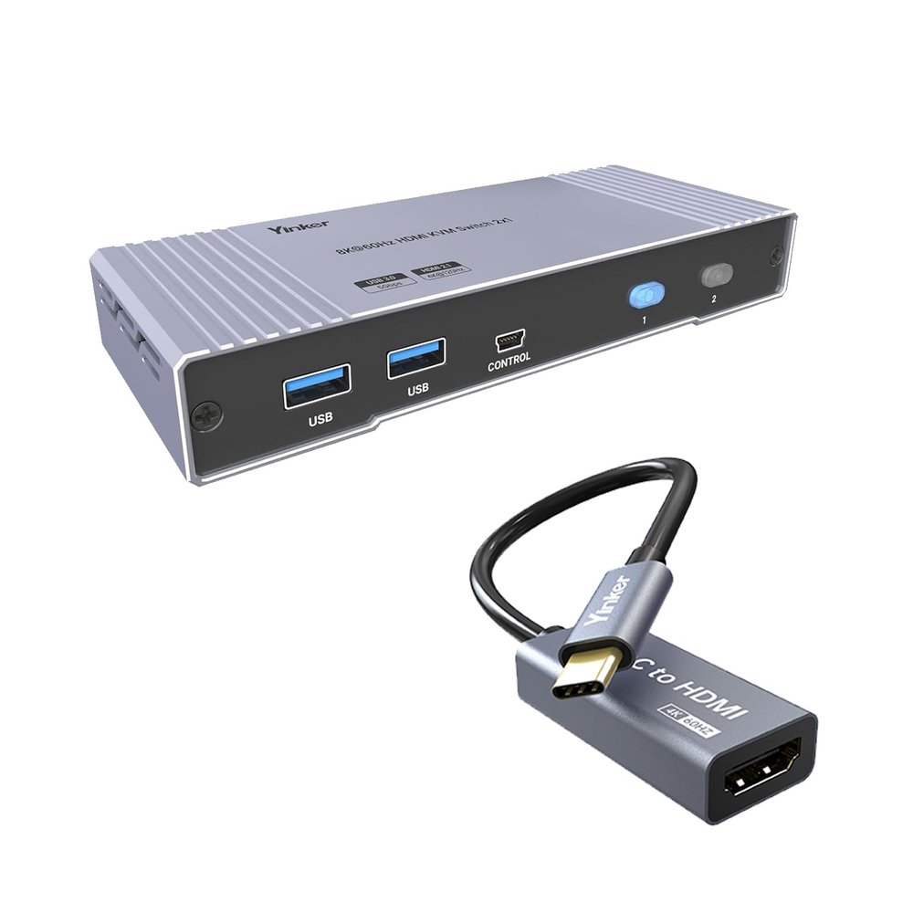 Yinker 8K HDMI Switch + 4K USB C to HDMI Adapter