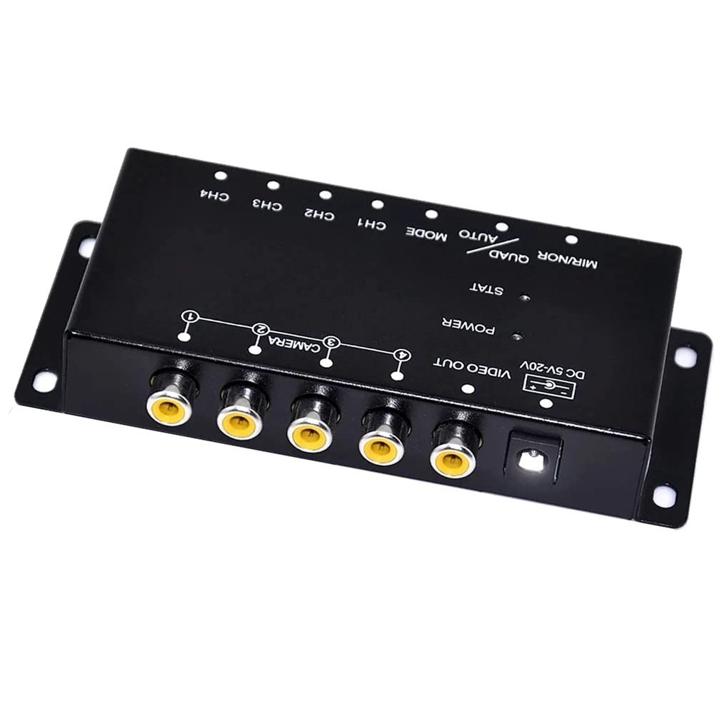 Pasuihcay Car 4-Channel Driving Recorder Switcher Control Car Cameras IR Control Switch Combiner Box for 360 Panoramic Image, Black