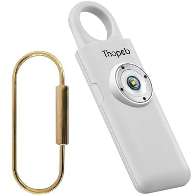 Thopeb Personal Safety Alarm for Women135dB Siren, Strobe Light and Rechargeable - Safety Alarm Keychain for Women (Metallic Silver)