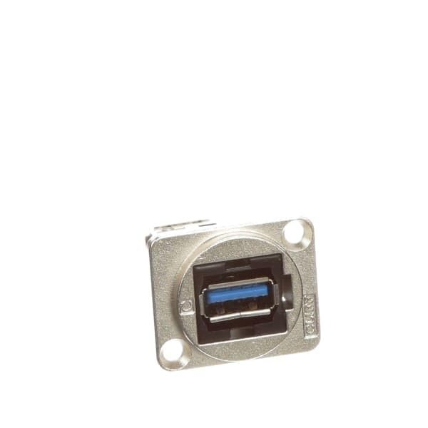 USB Connector Female 3.0 Type A-Type A Metal Contact Nickel Plated Panel Mount, Pack of 1, MFR: 9075621