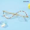 Zeelool Blue Light Glasses for Women Chic Semi-rimless Round Eyeglasses Stylish Metal Elphaba Cosplay Eyewear Glasses JGM171265-10B view 2