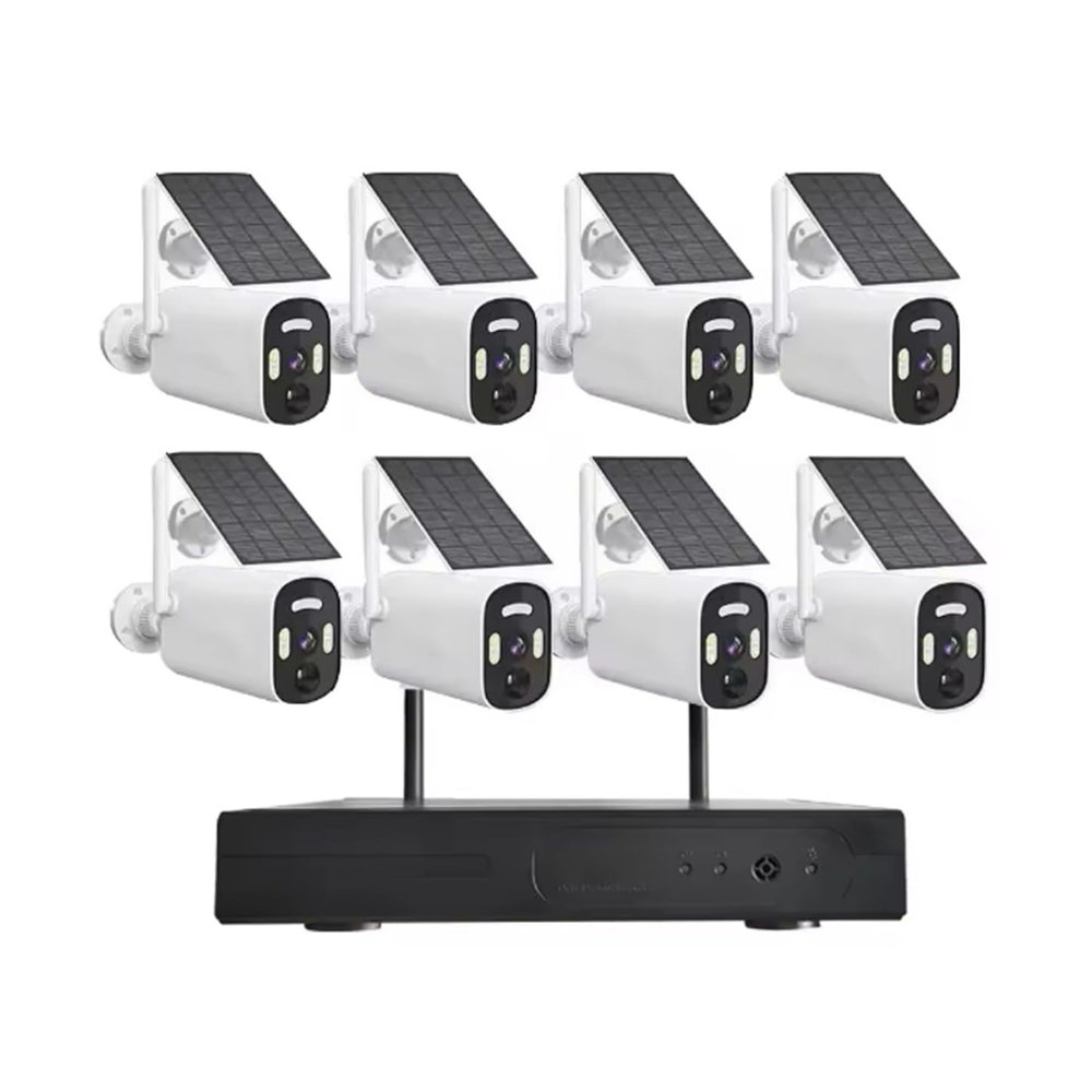 AKAVIG Outdoor 8CH Solar Power Security Camera Kit with 8 Cameras, 4MP Wireless WiFi Solar Surveillance NVR System with Color Night Vision, Two Way Audio, Motion Detection