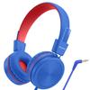 Cowyawn Kids Headphones, Toddler Headphones with Safe Volume Limiter 94dB, Wired School Headphones for Kid, 3.5mm Adjustable On-Ear Headphone for Boys/Girls/Children/Teens/iPad/Computer, Navy Red view 1