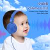 Cowyawn Kids Headphones, Toddler Headphones with Safe Volume Limiter 94dB, Wired School Headphones for Kid, 3.5mm Adjustable On-Ear Headphone for Boys/Girls/Children/Teens/iPad/Computer, Navy Red view 2