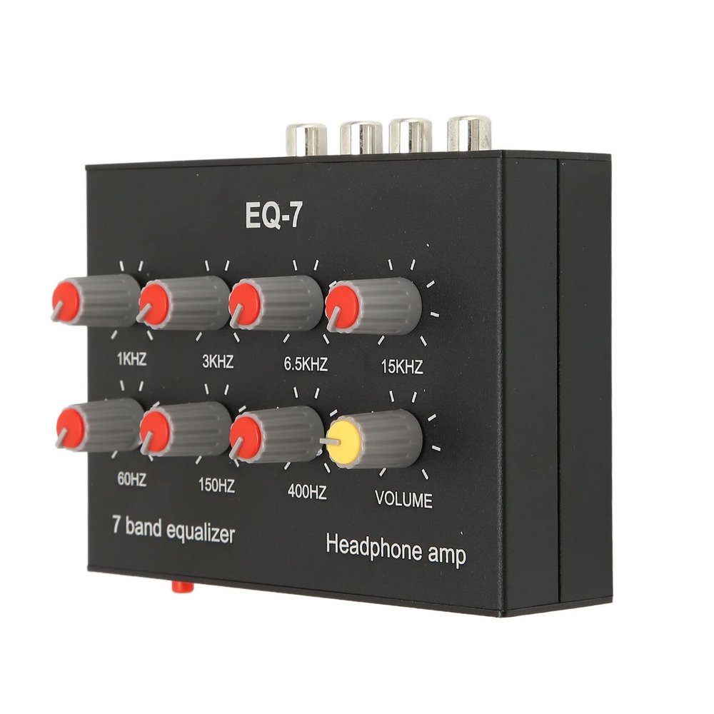 DC5-12V 7 Band Sound Equalizer, 12dB High Bass Adjustment, Input Output Dual Channel Digital Equalizer, Aluminum Alloy Material, Compatible with Headphones