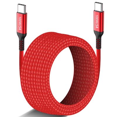 20FT Long USB-C to USB-C Cable 100W, Type-C 20V/5A Fast PD Charger Braided Cord for MacBook Pro, iPad/iMac Air/iPhone 15/15 Pro/15 Plus/15 Pro Max, Samsung Galaxy S24/S23,Tab S7, OnePlus 9,PS5,Red