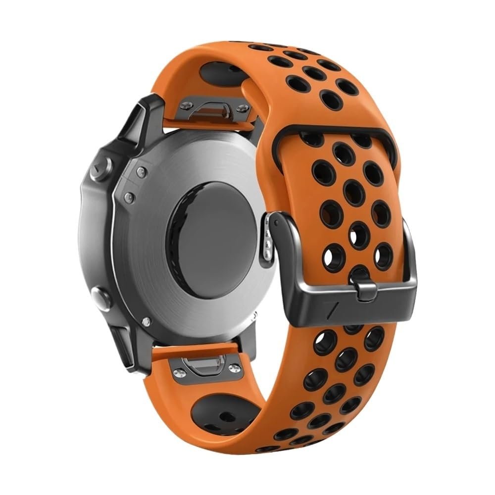 22 26mm QuickFit Silicone Watch Band fit for Garmin Instinct 2X Solar Strap Instinct 2 Fenix 7 7X 6 6X Watchband Bracelet Accessories(Orange black,22mm Fenix 6 6Pro)