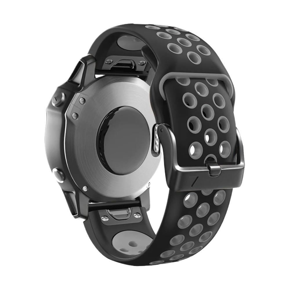 22 26mm QuickFit Silicone Watch Band fit for Garmin Instinct 2X Solar Strap Instinct 2 Fenix 7 7X 6 6X Watchband Bracelet Accessories(Black gray,26mm Fenix 7X(51mm))