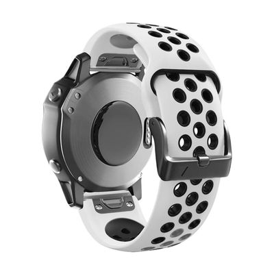 22 26mm QuickFit Silicone Watch Band fit for Garmin Instinct 2X Solar Strap Instinct 2 Fenix 7 7X 6 6X Watchband Bracelet Accessories(White black,26mm Fenix 6X 5XPlus)