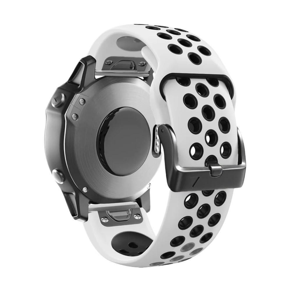 22 26mm QuickFit Silicone Watch Band fit for Garmin Instinct 2X Solar Strap Instinct 2 Fenix 7 7X 6 6X Watchband Bracelet Accessories(White black,26mm Fenix 6X 5XPlus)
