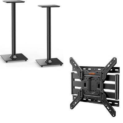 ELIVED Universal Speaker Stands for Bookshelf Speaker Up to 22 LBS YD5022, Ultra Ultra Slim TV Wall Mount for Most 26-65 Inch TVs Full Moiton TV Mount Max VESA 400x400mm up to 88 lbs, YD3033