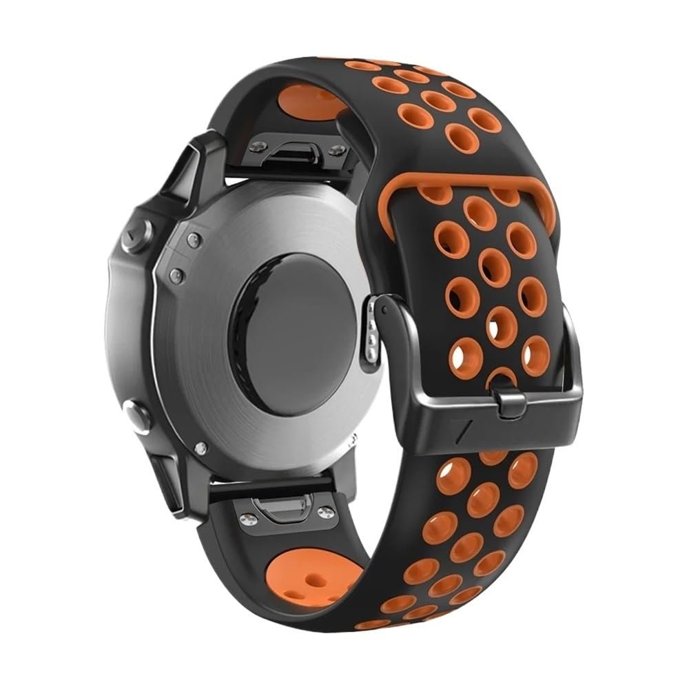 22 26mm QuickFit Silicone Watch Band fit for Garmin Instinct 2X Solar Strap Instinct 2 Fenix 7 7X 6 6X Watchband Bracelet Accessories(Black orange,26mm Epix pro(51mm))
