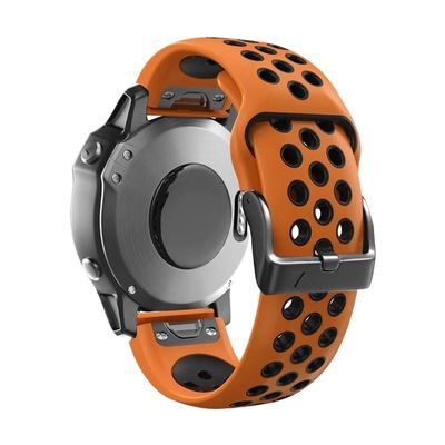 22 26mm QuickFit Silicone Watch Band fit for Garmin Instinct 2X Solar Strap Instinct 2 Fenix 7 7X 6 6X Watchband Bracelet Accessories(Orange black,26mm Fenix 7X(51mm))