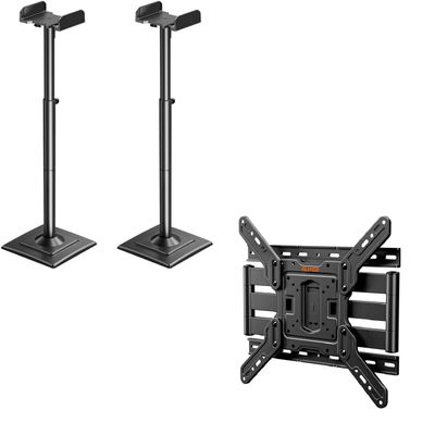 ELIVED Universal Speaker Stands for Satellite Bookshelf Speakers Up to 11lbs, YD5022 Height Adjustable Up to 43.3, Ultra Slim TV Wall Mount for Most 26-65 Inch TVs YD3033, Max VESA 400x400mm