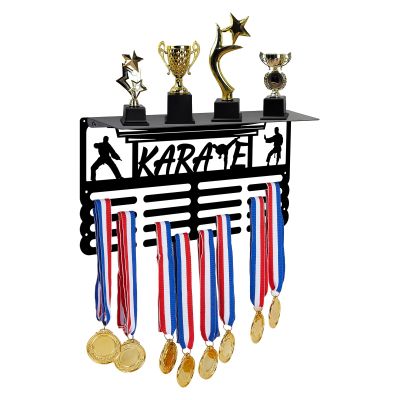 SUPERDANT Karate Medal Hanger Display Trophy Shelf Sports Medal Holder Trophy Display Award Storage Shelf Ribbon Organizer Rack Metal Wall Mount for Competitive Athletes
