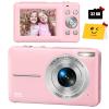 Digital Camera, FHD 1080P Digital Camera for Kids with 32GB SD Card Compact Point and Shoot Camera 16X Zoom Anti Shake Portable Cameras Small Camera for Teens Boys Girls Seniors with Best Wishes Card view 1