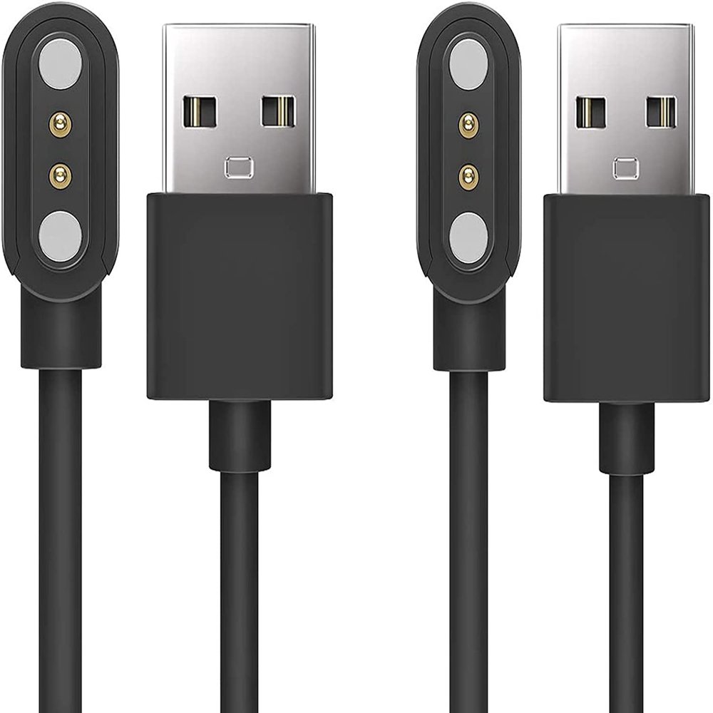 Lamshaw Compatible with FITVII Fitness Tracker Charger, Magnetic USB Charging Cable Replacement for FITVII HM08, H56, HM57, HM78, HM58, HM18 (2 Pack-Black+Black)