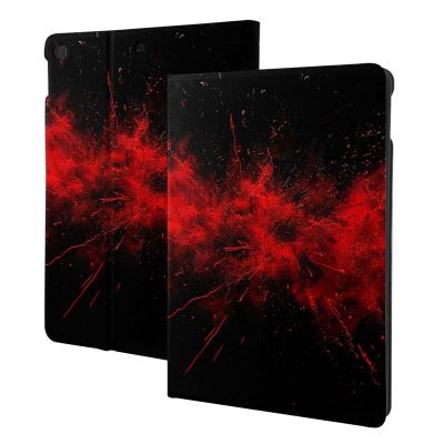 Explosion Burst Red Black Printed Tablet Case for Ipad 7th Generation 10.2", Pu Leather Non-Slip Tablet Cases Shockproof Stand Cover with Auto Sleep/Wake Cover