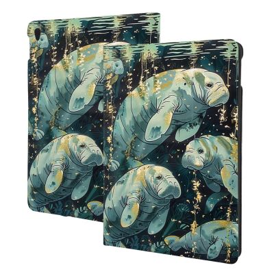 EMPYRI Manatee Animals Calf Printed Tablet Case for Ipad Air3 10.5""/Ipad Pro 10.5"", Pu Leather Non-Slip Tablet Cases Shockproof Stand Cover with Auto Sleep/Wake Cover