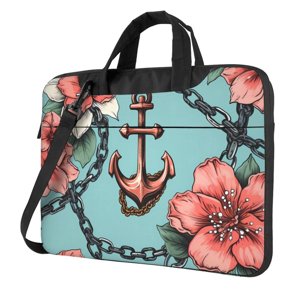 AYCZN Anchor Floral Laptop Bag, Sea Nautical Laptop Case Sleeve Women Men Messenger Shoulder Bag Briefcases 14 Inch