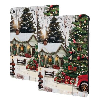 EMPYRI Farmhouse Christmas Printed Tablet Case for Ipad 7th Generation 10.2"", Pu Leather Non-Slip Tablet Cases Shockproof Stand Cover with Auto Sleep/Wake Cover