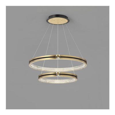Mid Century Modern Dimmable LED Chandelier New Creative Decoration Round Hanging Lamps, Farmhouse Industrial Large Pendant Lamp with 1 Ring for Foyer, Dining Room, Kitchen Island(40+60CM)