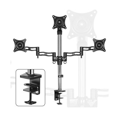 ZTHYSHXA Monitor-Arm Triple Monitor Stand Mount 15"-27" Aluminum Alloy Monitor Desk Mount Height Adjustable VESA Bracket, Holds Up to 15.4lbs, 3 Installation Methods Monitor Holder Support(Size:C)