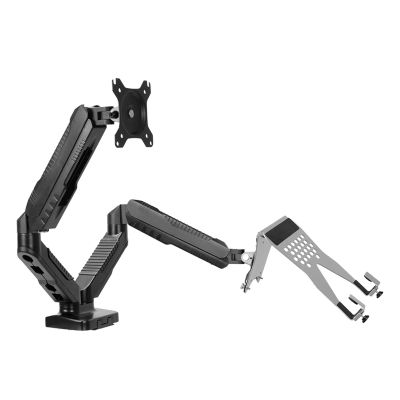 ZTHYSHXA Monitor-Arm 2-in-1 Adjustable Dual Arm Desk Mounts Monitor and Laptop Stand Single Arm Holder for 15"-27" Screen, Holds Up to 14.3 Lbs, Black Monitor Holder Support(Size:B)