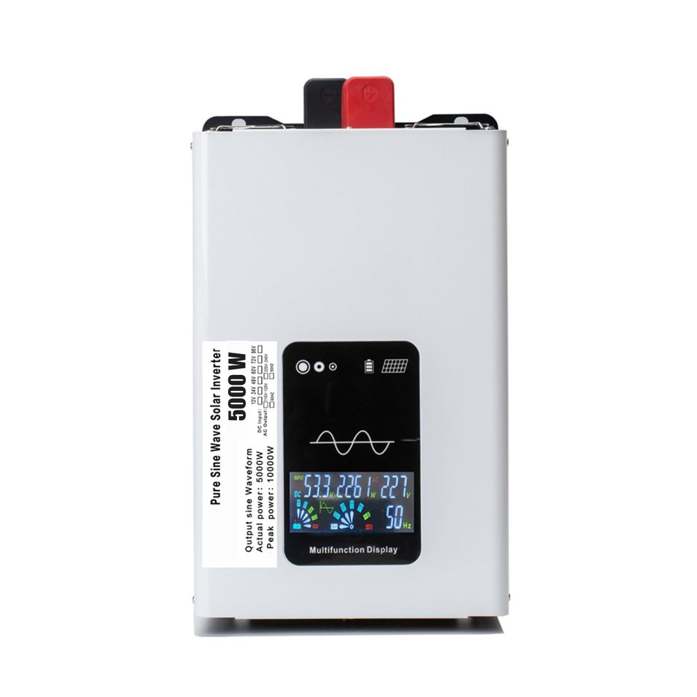 5000 Watts Power Inverter Peak 10KW, Pure Sine Wave 24V 48V 60V 72V 96V DC to 120V 240V AC Off Grid Solar Inverter with LCD Display 4 AC Outlets,96V to 110V