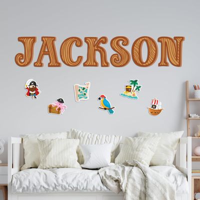 3D Letters and Icons for Wall, Personalized Nursery Room Decor, 4 Size Options and 16 Themes - Kids Room Decor for Boys - Playroom Decorations - Pirate